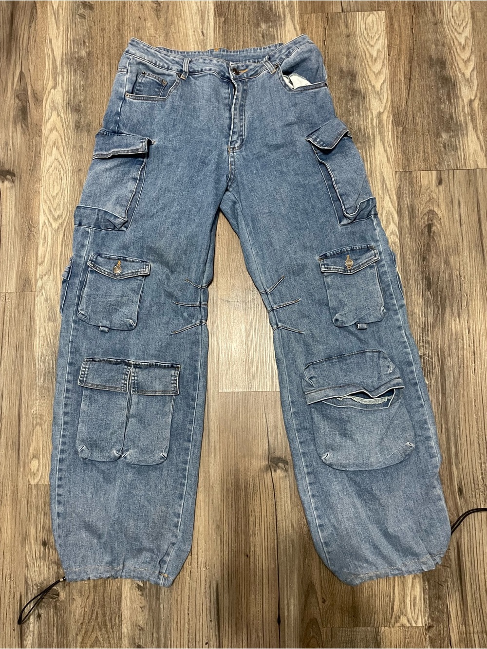 Women Blue Cargo Denim Jeans size L rehab lab